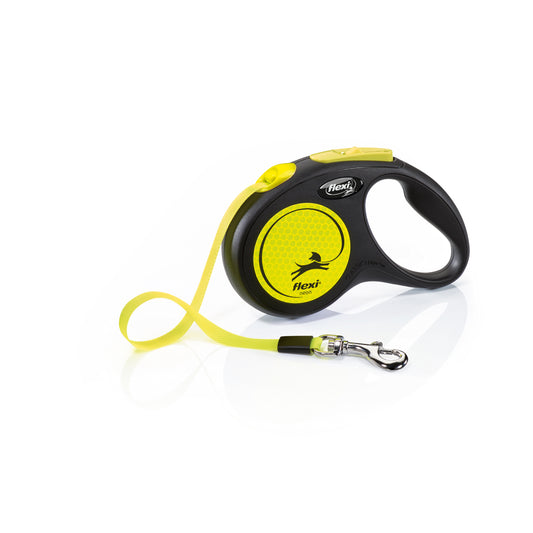 Flexi Rollijn New Classic Tape Neon Zwart/Geel S 5 meter