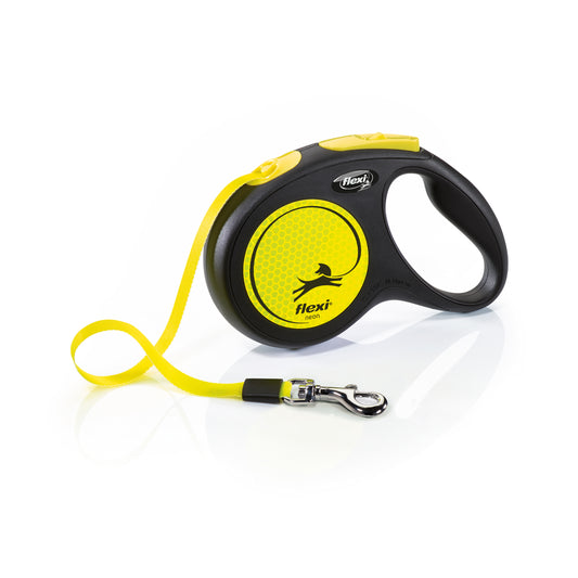 Flexi Rollijn New Classic Tape Neon Zwart/Geel M 5 meter