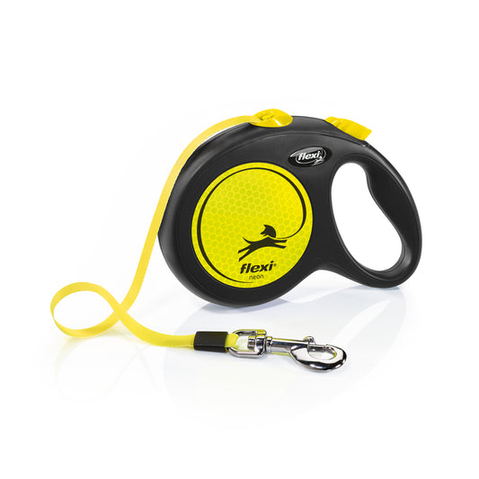Flexi Rollijn New Classic Tape Neon Zwart/Geel L 5 meter