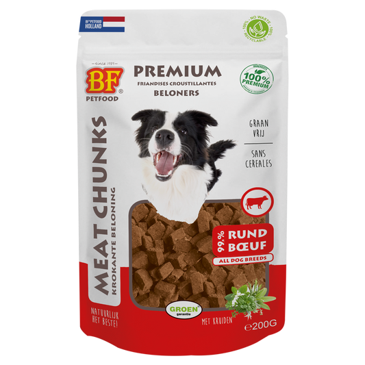 BF Petfood Meat Chunks Rund & Hert 200 gr