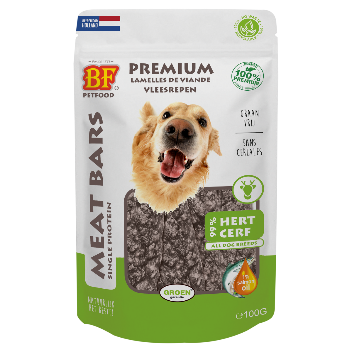 BF Petfood Meat Bars Hert 100 gr