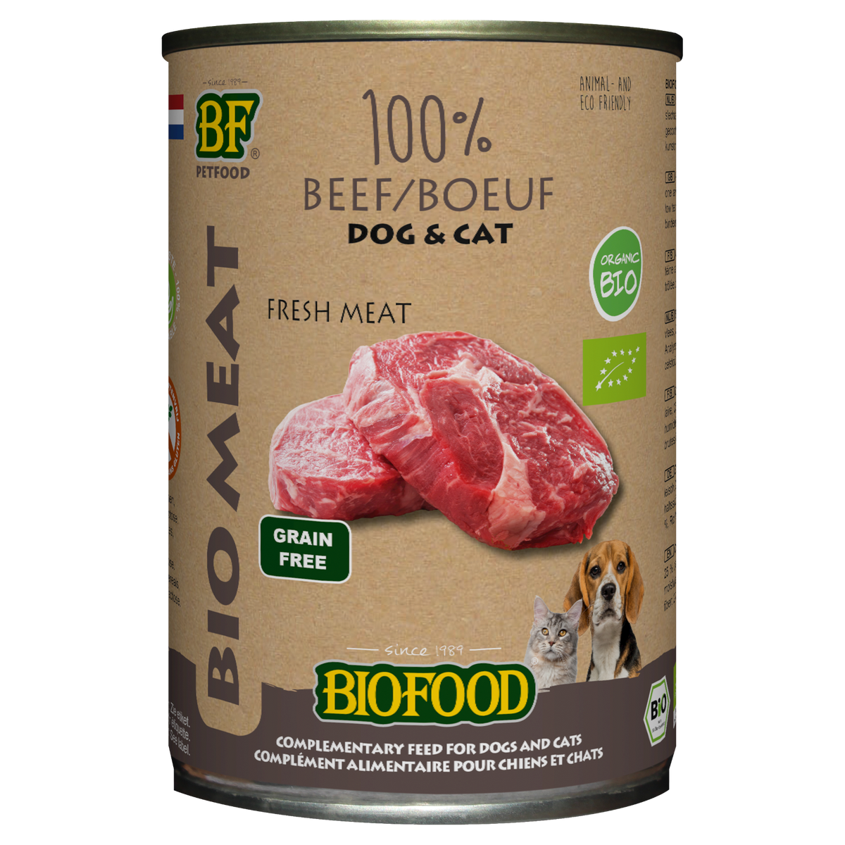 BF Petfood Organic Hond 100% Rund Blik 400 gr