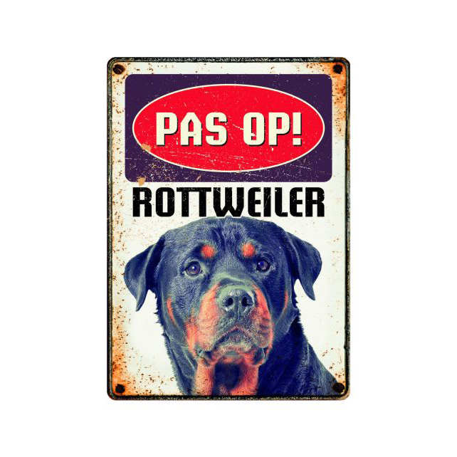 Plenty Gifts Waakbord Blik Rottweiler 21x14,8 cm
